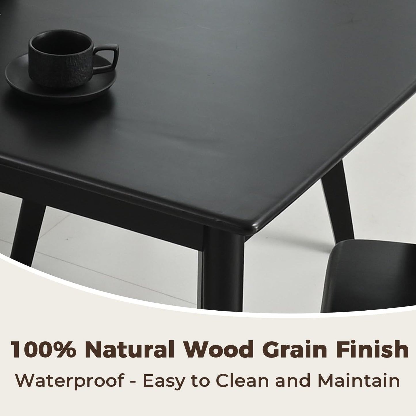 DELAVIN 29.5" Solid Wood Dining Table, Modern Small Dining Table, Square Farmhouse Kitchen Table, Cafe Table for Living Room Dining Room, Easy Assembly, Black