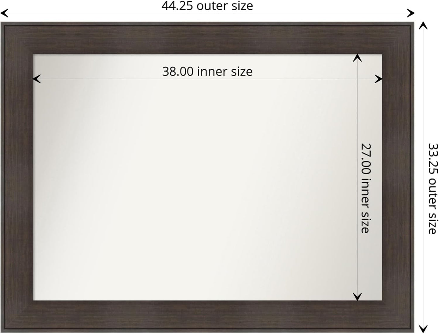 Amanti Art Brown Bathroom Mirror for Over Sink, 33x44 William Rustic Woodgrain Rectangle Vanity Mirror, X-Large Casual Frame, Hangs Horizonally and Vertically, Bathroom Wall Decor, Non-Beveled Edge