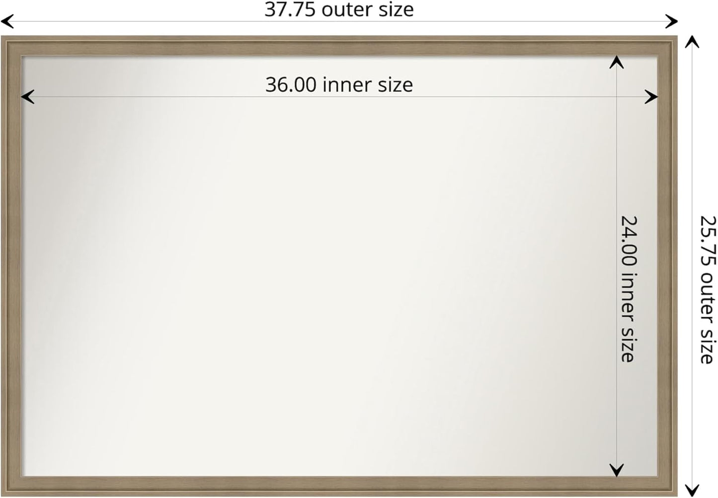 Amanti Art Grey Bathroom Mirror for Over Sink, 26x38 Florence Grey Rectangle Vanity Mirror, Large Casual Frame, Hangs Horizonally and Vertically, Bathroom Wall Decor, Non-Beveled Edge from WI, USA