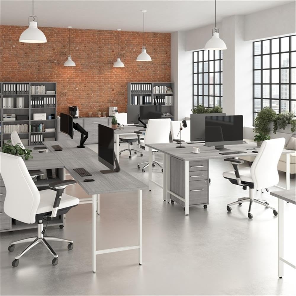 Bush Business Furniture Hustle Tall 5 Shelf Bookcase in Platinum Gray, Large Bookshelf for Home, Living Room, and Professional Office