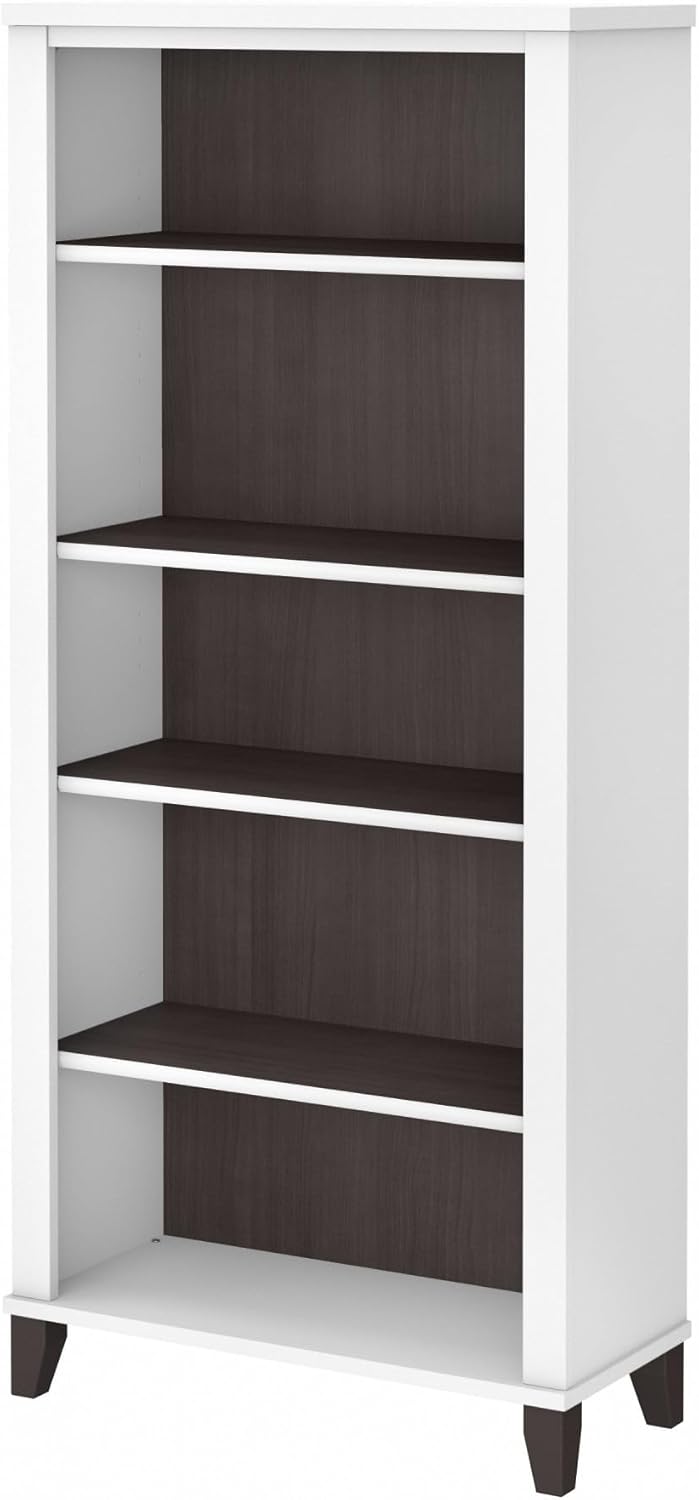 Bush Furniture Somerset 5 Shelf Bookcase in Storm Gray, Tall Bookshelf, Large Book Shelf for Living Room, Home Office, or Entryway