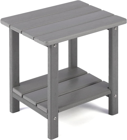 Adirondack Outdoor Side Table, 2-Tier Sturdy Patio End Table Weather Resistant, 16.5" Solid Side Table for Patio, Pool, Porch