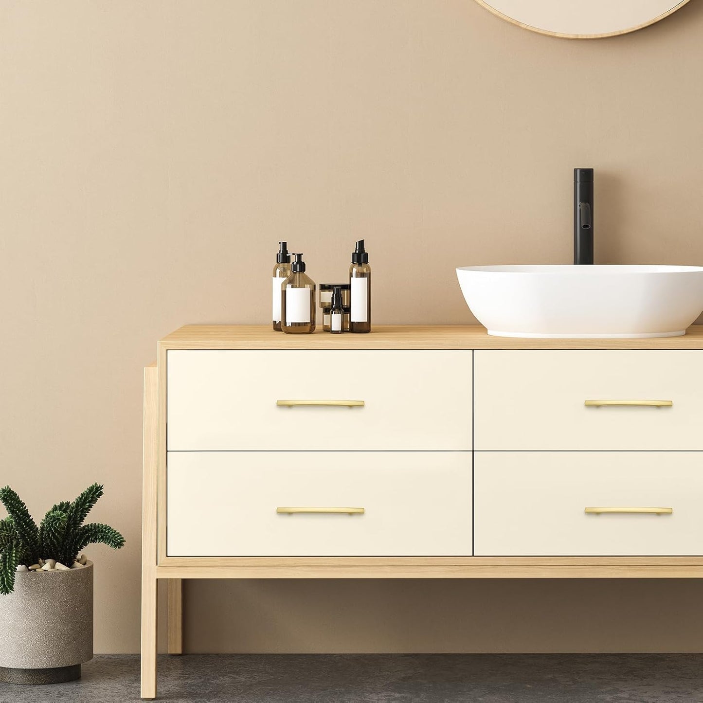 25 Pack Cabinet Handles 5" Hole Center - Curved Cabinet Pulls Brushed Brass Drawer Pulls for Kitchen Cupboard Solid Handles for Dresser Drawer Arch Closet Hardware