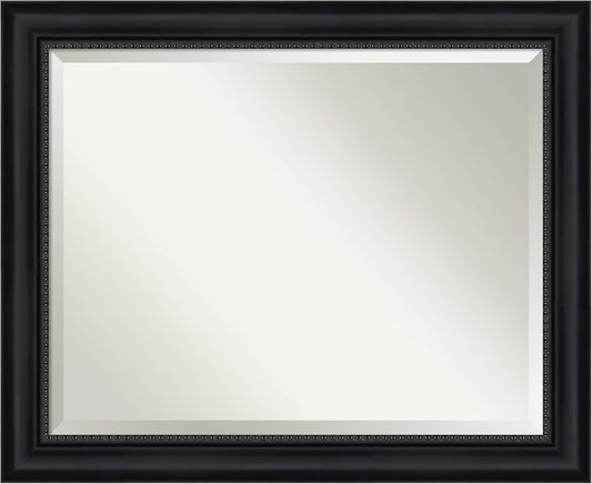 Amanti Art Black Bathroom Mirror for Over Sink, 27x33 Astor Black Rectangle Vanity Mirror, Large Traditional Frame, Hangs Horizonally and Vertically, Bathroom Wall Decor, Beveled Edge