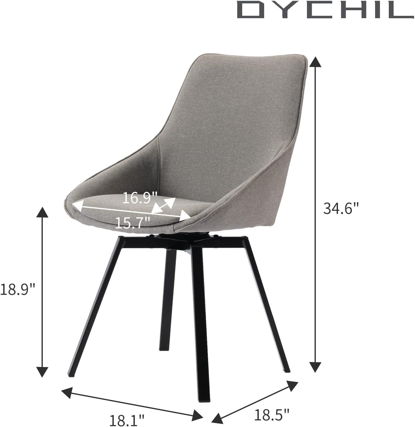 Dining Chairs Set of 2 Light Grey Living Room Chairs Fabric Upholstered Kitchen Chairs,Loads Up to 270lbs,Quick Assembly,Swivel Dining Chair