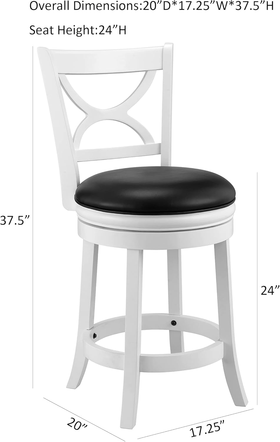 Ball & Cast Swivel Counter Height Barstool 24 Inch Seat Height White Set of 1