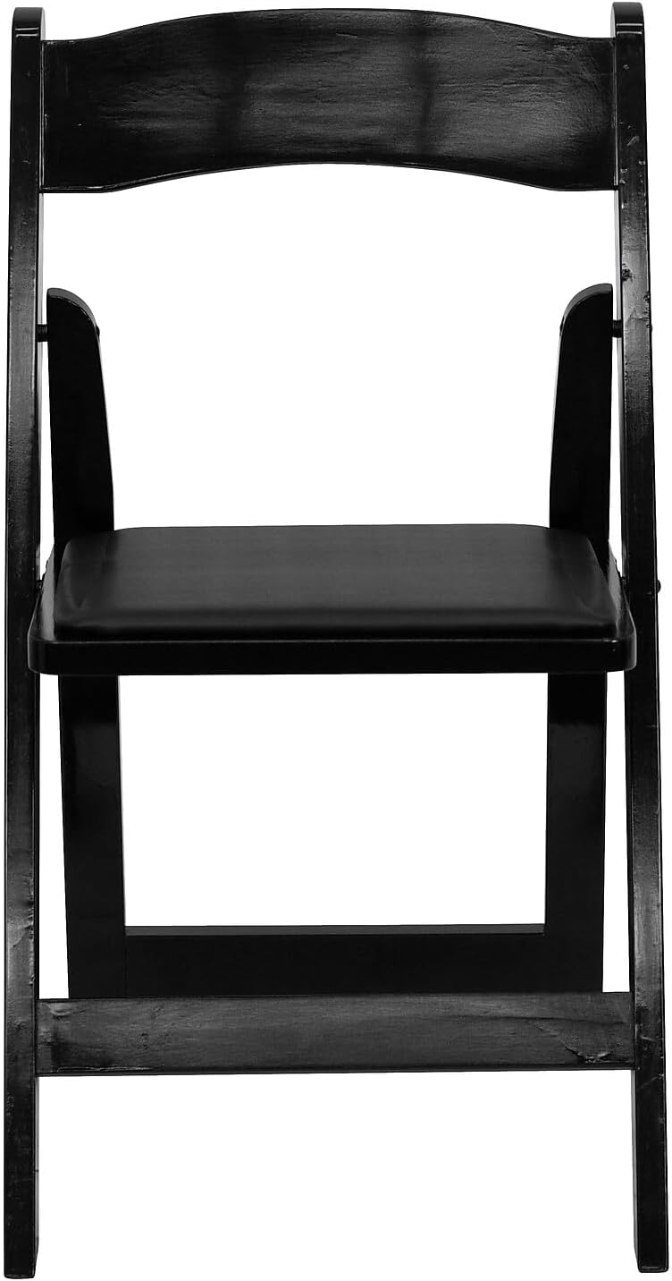 Flash Furniture 2 Pack HERCULES Series Black Wood Folding Chair with Vinyl Padded Seat