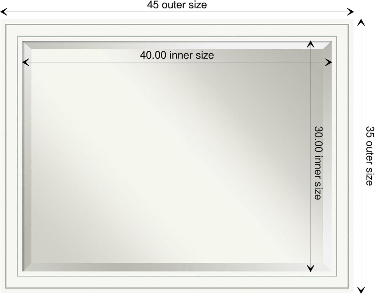 Amanti Art White Bathroom Mirror for Over Sink, 35x45 Craftsman White Rectangle Vanity Mirror, X-Large Casual Wood Frame, Hangs Horizonally and Vertically, Bathroom Wall Decor, Beveled Edge from WI