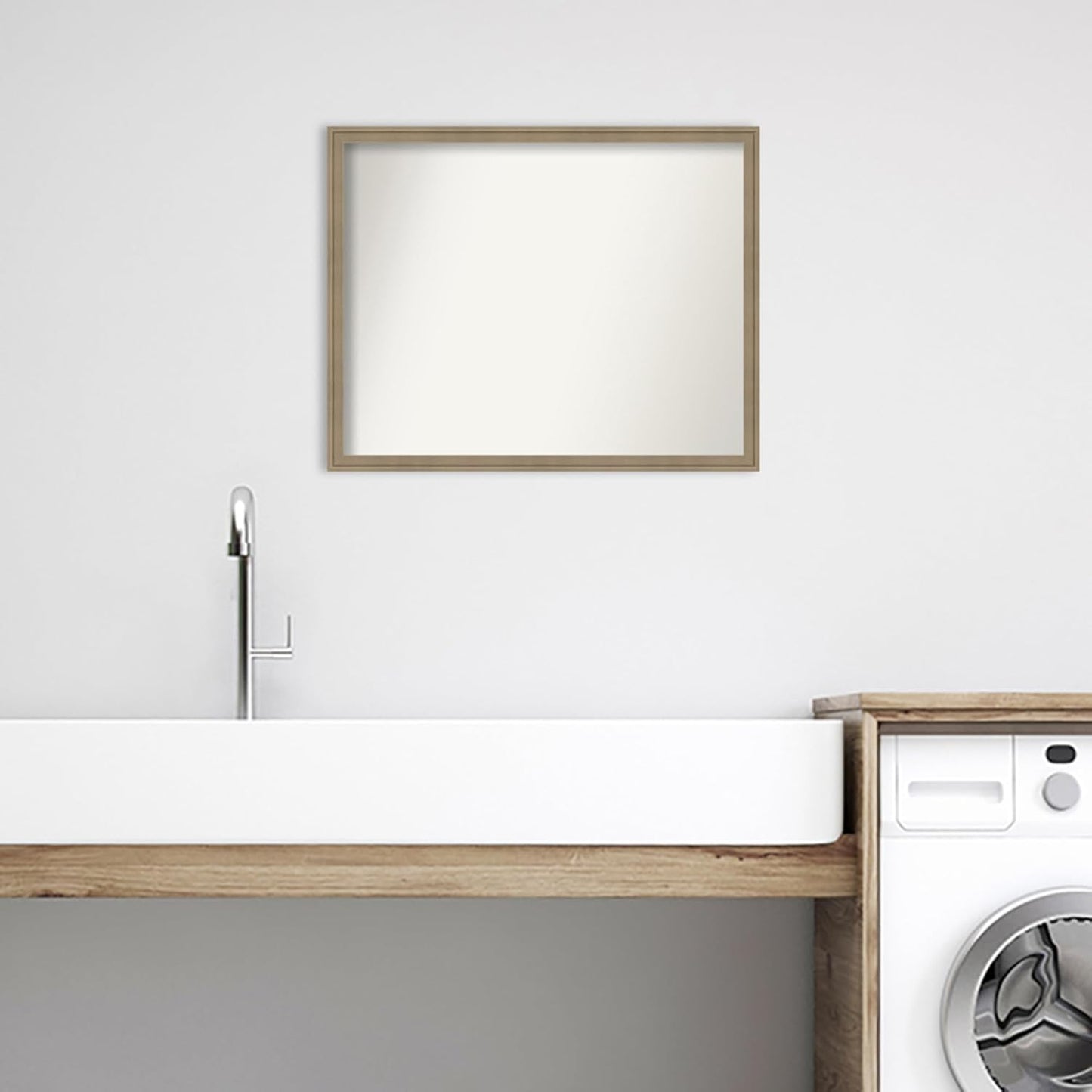 Amanti Art Grey Bathroom Mirror for Over Sink, 24x30 Florence Grey Rectangle Vanity Mirror, Large Casual Frame, Hangs Horizonally and Vertically, Bathroom Wall Decor, Non-Beveled Edge from WI, USA