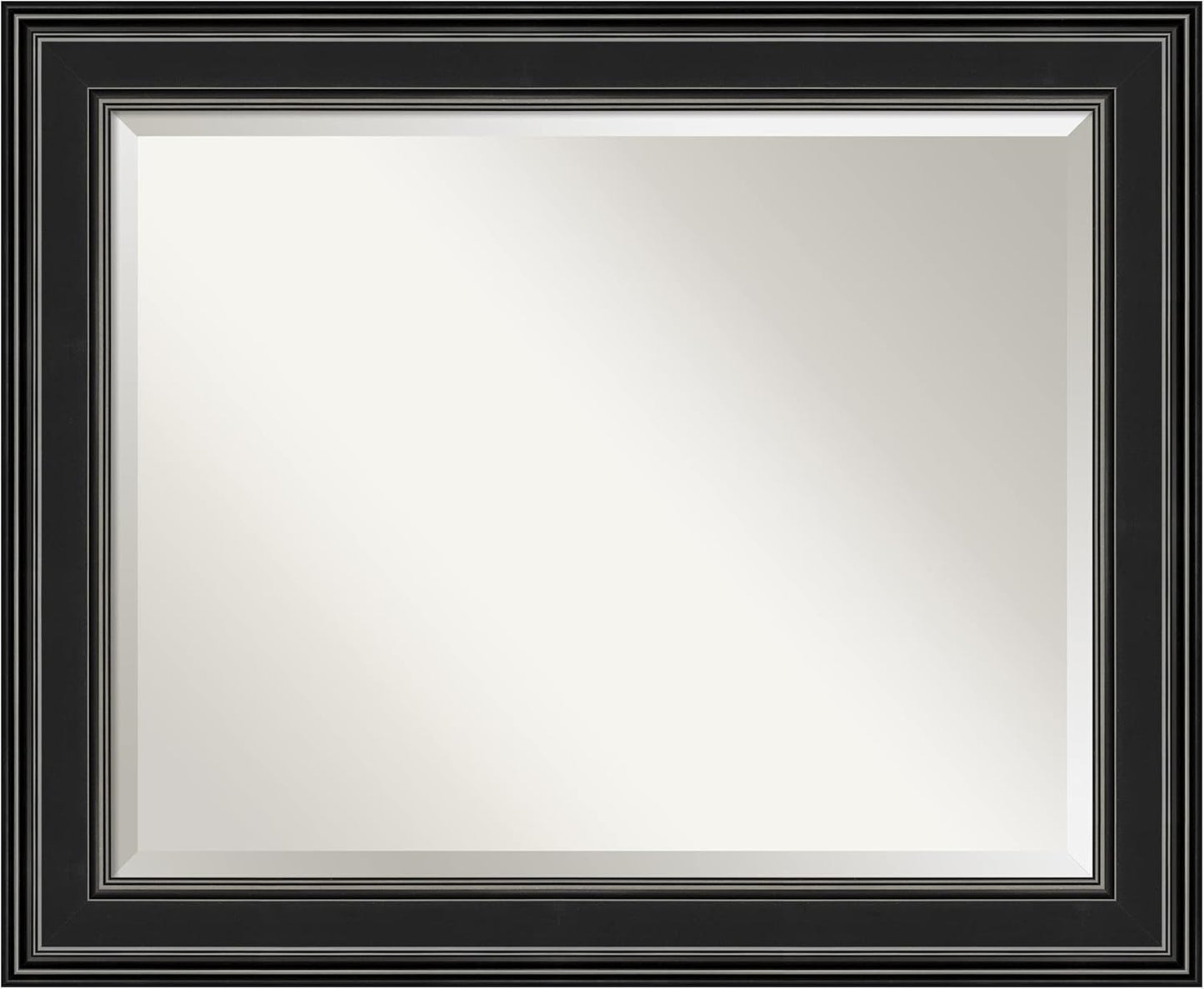 Amanti Art Black Bathroom Mirror for Over Sink, 28x34 Ridge Black Rectangle Vanity Mirror, Large Traditional Frame, Hangs Horizonally and Vertically, Bathroom Wall Decor, Beveled Edge