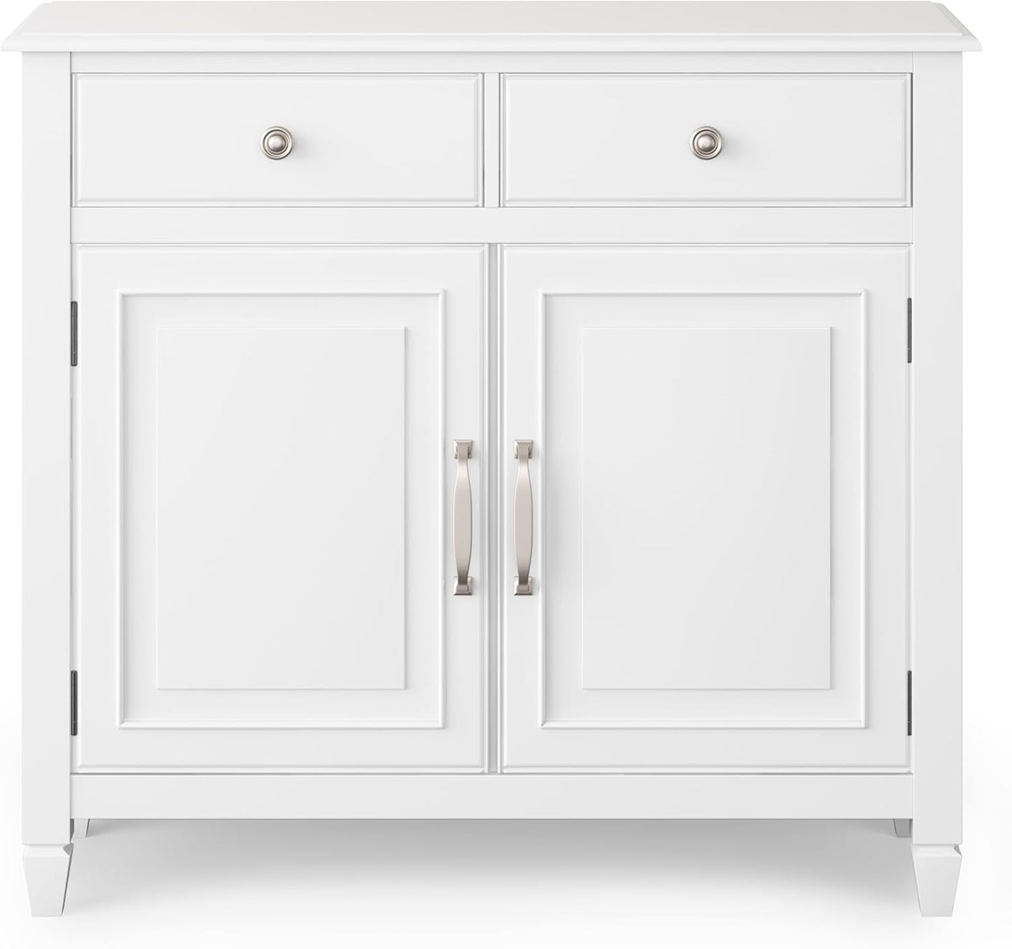 SIMPLIHOME Connaught 40-inch Wide Solid Wood Storage Cabinet in White for Entryway, Living Room, Organizer for Hats, Gloves, Shoes, Keys, Slim Design, Traditional Style