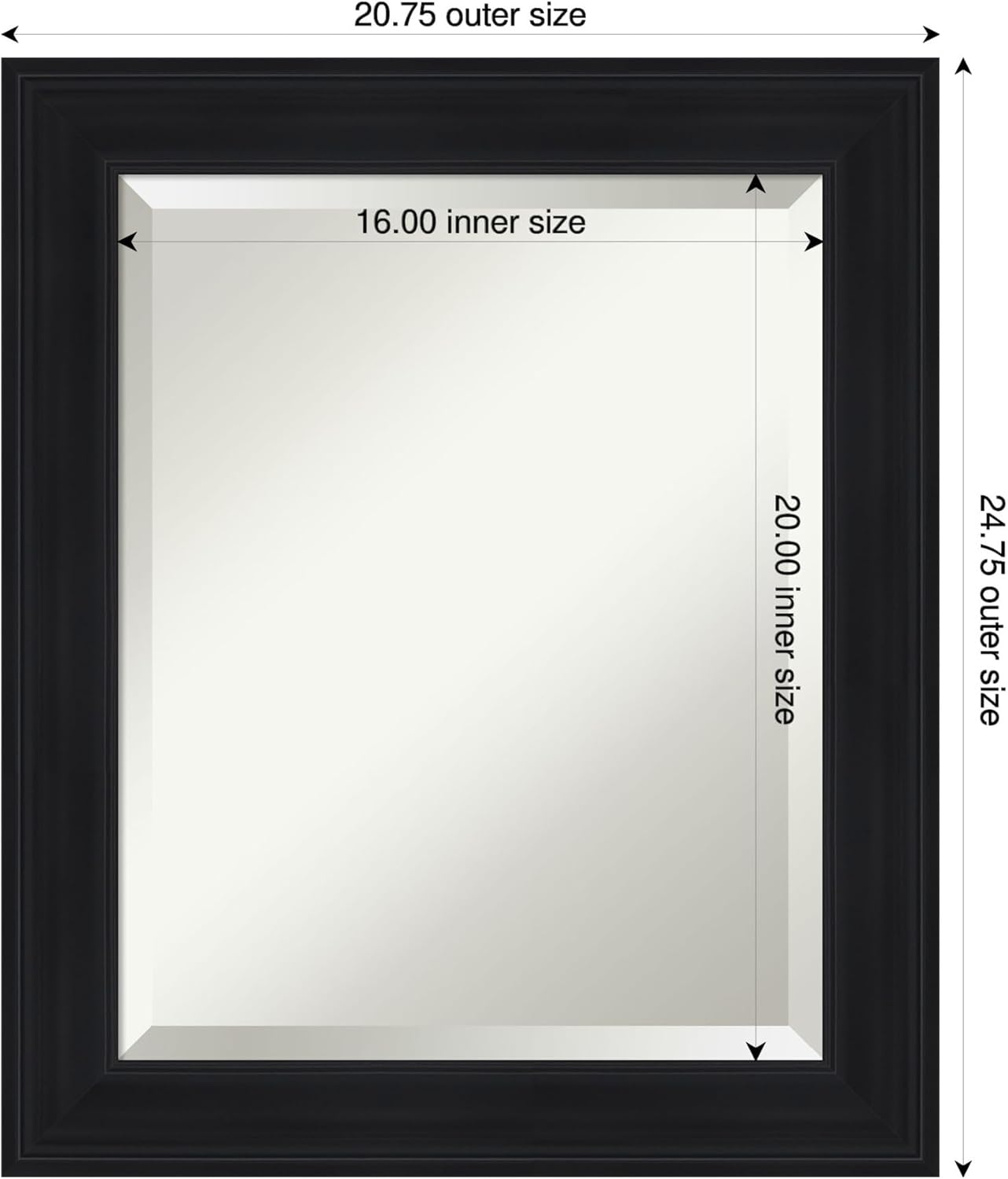 Amanti Art Black Bathroom Mirror for Over Sink, 25x21 Abbey Black Rectangle Vanity Mirror, Small Traditional Frame, Hangs Horizonally and Vertically, Bathroom Wall Decor, Beveled Edge