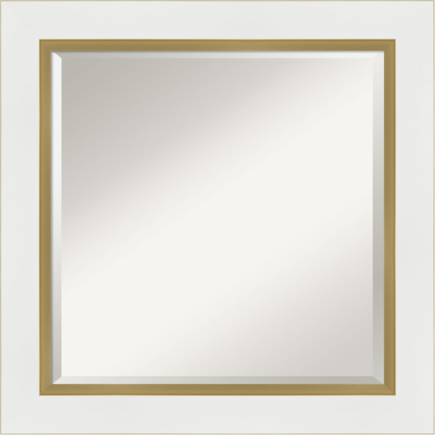 Amanti Art White Bathroom Mirror for Over Sink, 25x25 Eva White Gold Square Vanity Mirror, Medium Modern Frame, Hangs Horizonally and Vertically, Bathroom Wall Decor, Beveled Edge from WI, USA