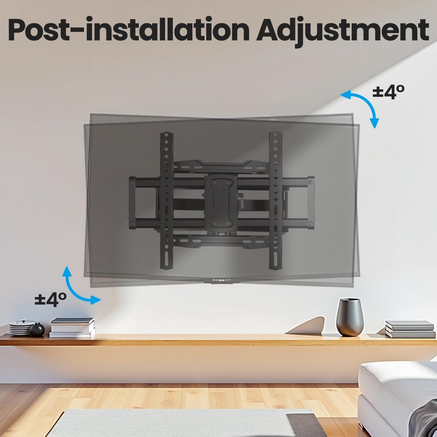 UL Listed Full Motion TV Wall Mount Bracket for Most 37-86 inch TVs, Swivel Tilt Extension Level TV Mount, Max VESA 600x400mm, Holds up to 132lbs & 16" Wood Studs with Hole Drilling Template