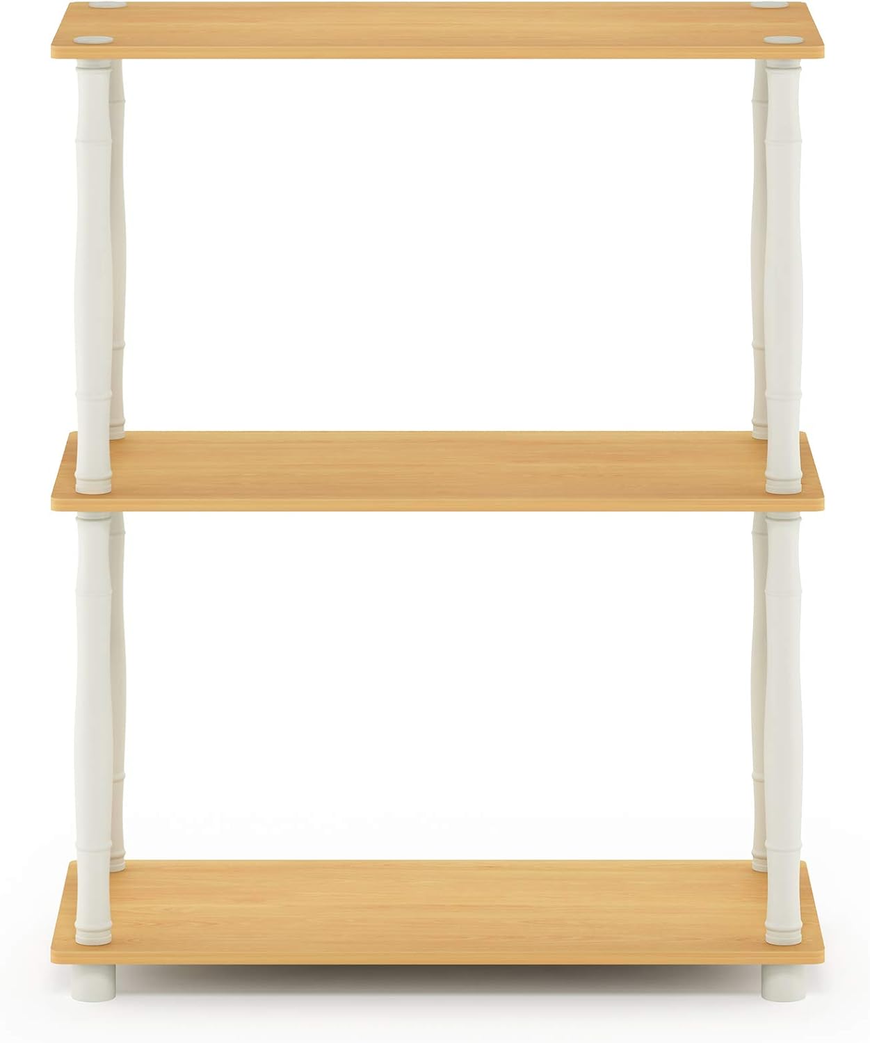 Furinno Turn-N-Tube 3-Tier Compact Multipurpose Shelf Display Rack with Classic Tube, Beech/White