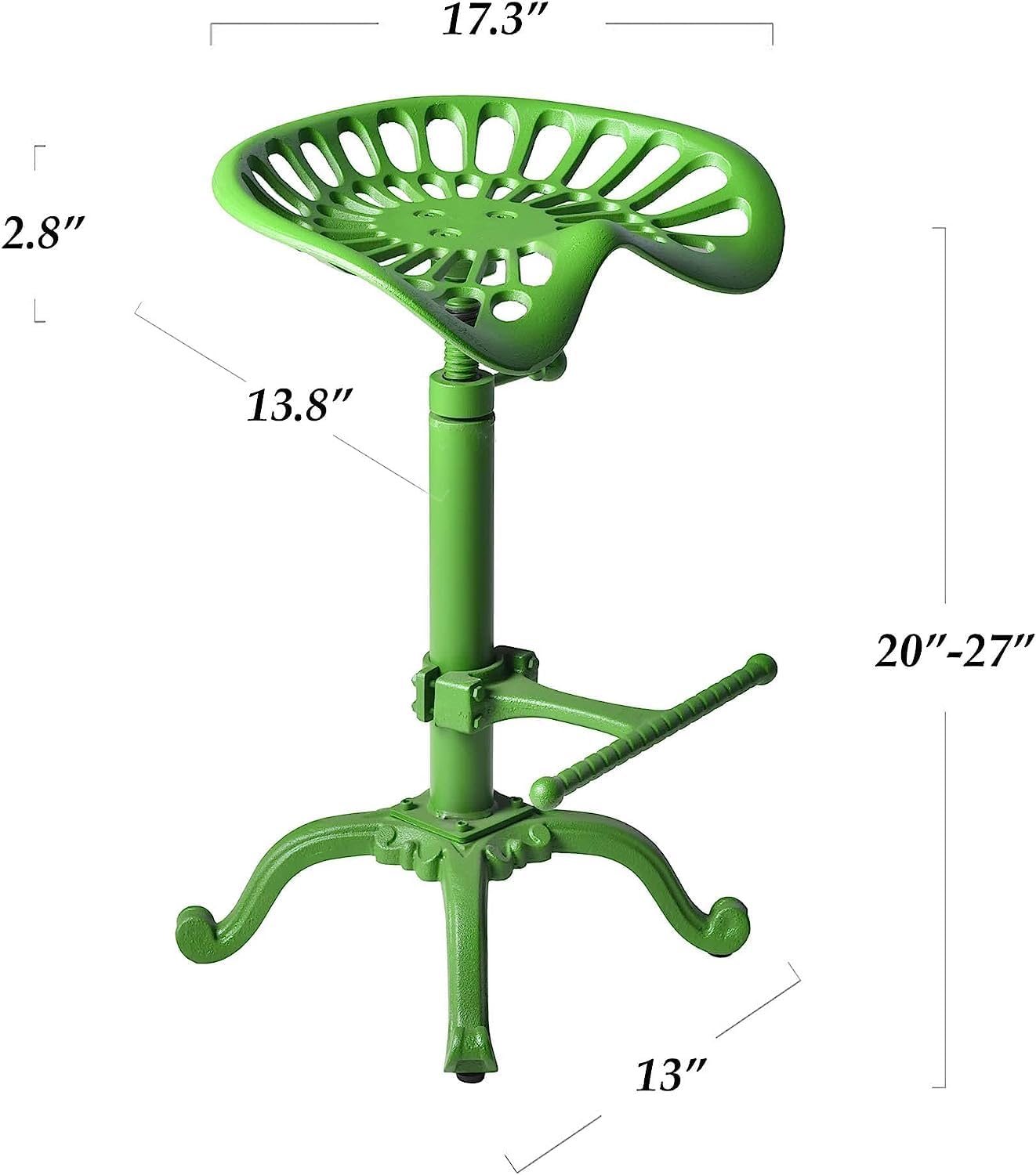 Rustic Tractor Seat Bar Stool Industrial Metal Swivel Saddle Bar Chair 19.7-26.8 Counter Height Retro Guest Seating Kitchen Island Stools