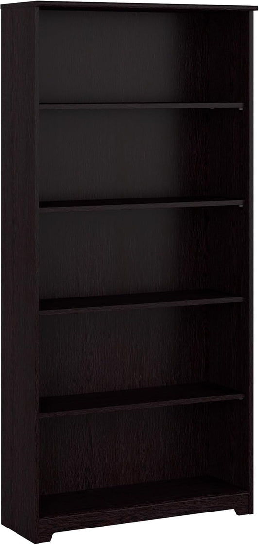 Bush Furniture Tall 5 Shelf Bookcase, Large Open Bookshelf, Sturdy Display Cabinet for Living Room or Home Office, Cabot Collection, Espresso Oak