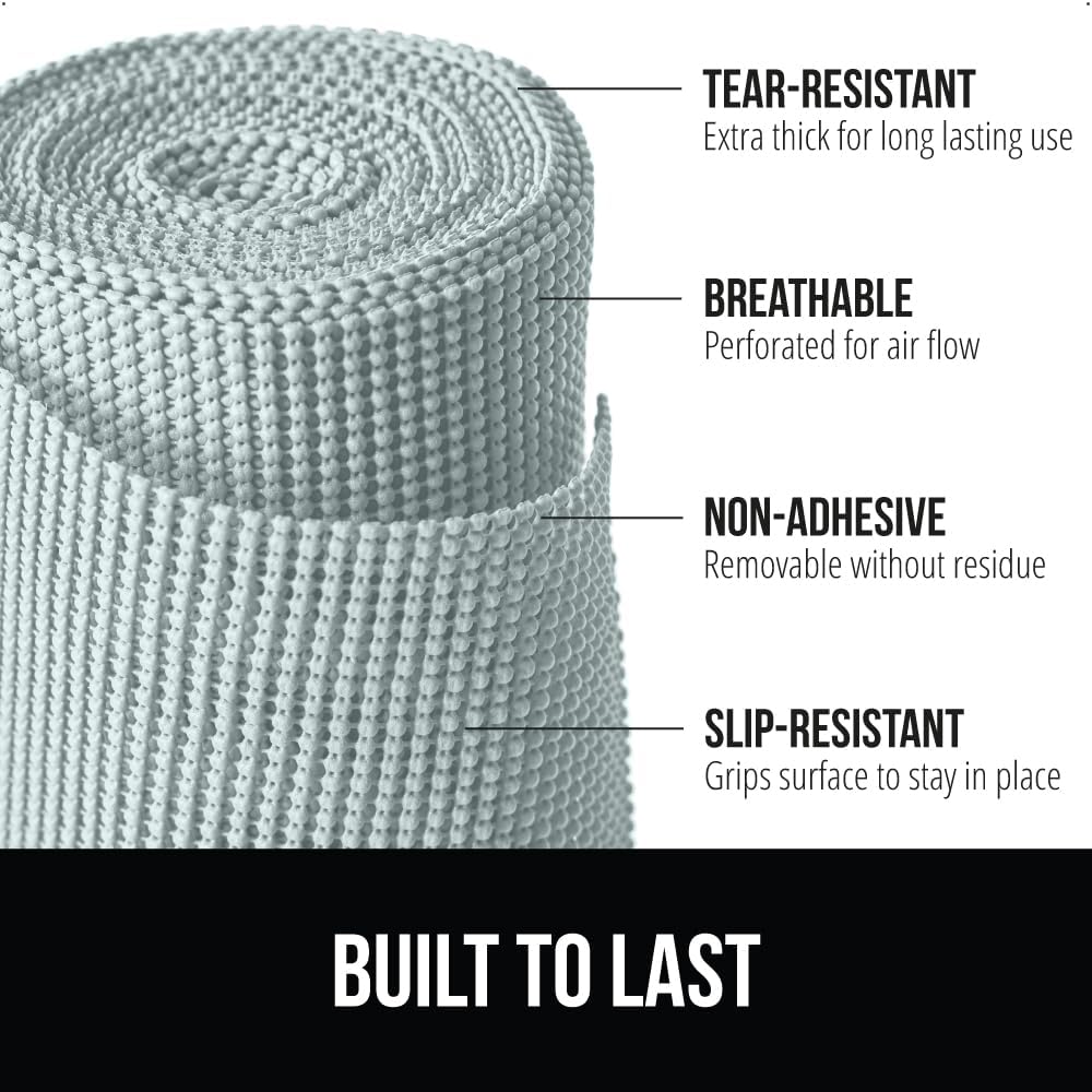 GORILLA GRIP powerGRIP Drawer Shelf and Cabinet Liner, Thick Strong Hold, Non-Adhesive Liners Protect Kitchen Cabinets and Cupboard, Bathroom Drawers, Easy Install, Breathable Mat, 20" x20', Spa Blue