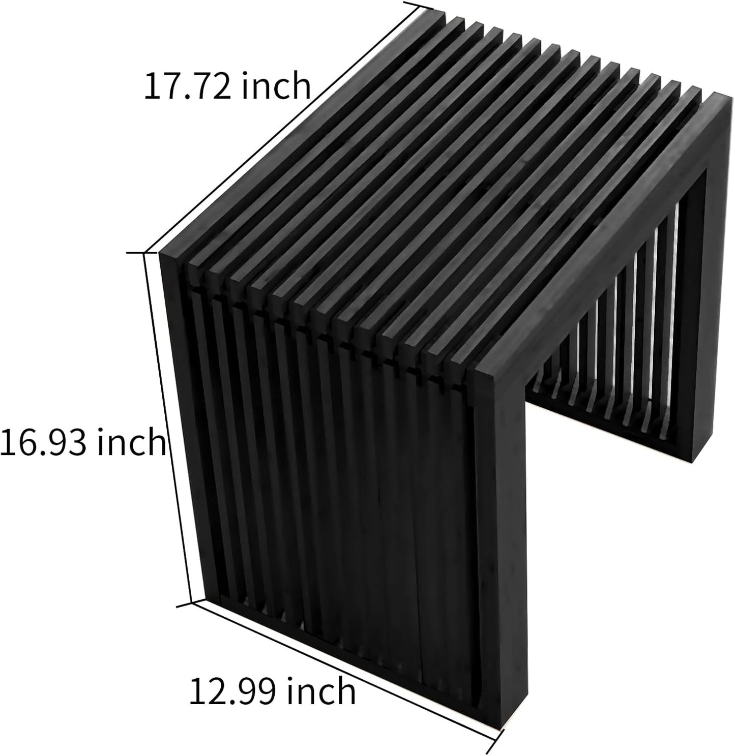 Bamboo Dining Bench Indoor Small Benches Entryway Shoe Rack Benchs,Outdoor Modern Wood Benches 17 Inch Bamboo Bench for Living Room Hallway Bedroom Bathroom Black Small