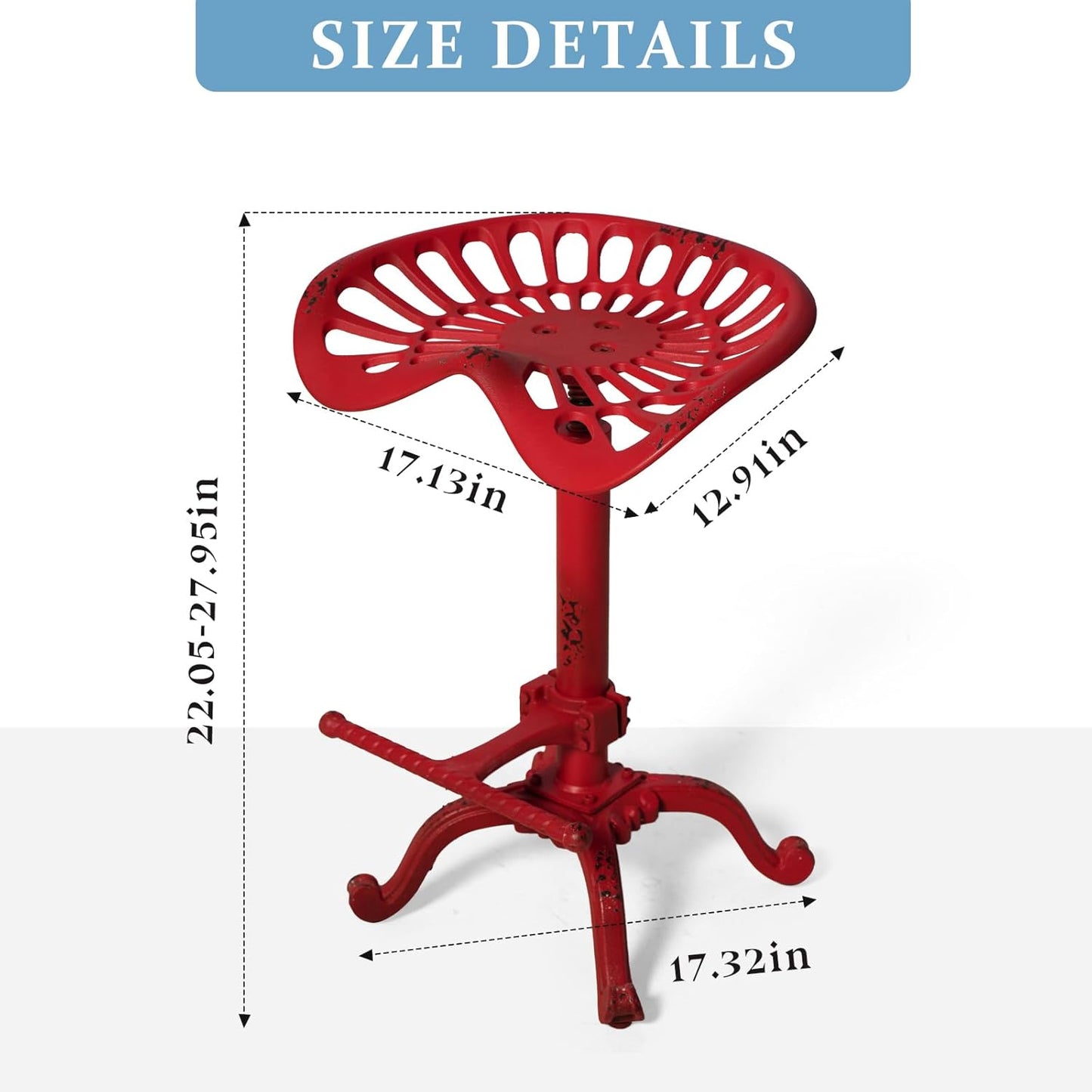Industrial Tractor Seat Bar Stools Rustic Swivel Metal Saddle Seat Kitchen Counter Island Stool Vintage Dining Chair Farmhouse Coffee Stool Retro Office Guest Seating 19.7-26.8inch Height Adjustable