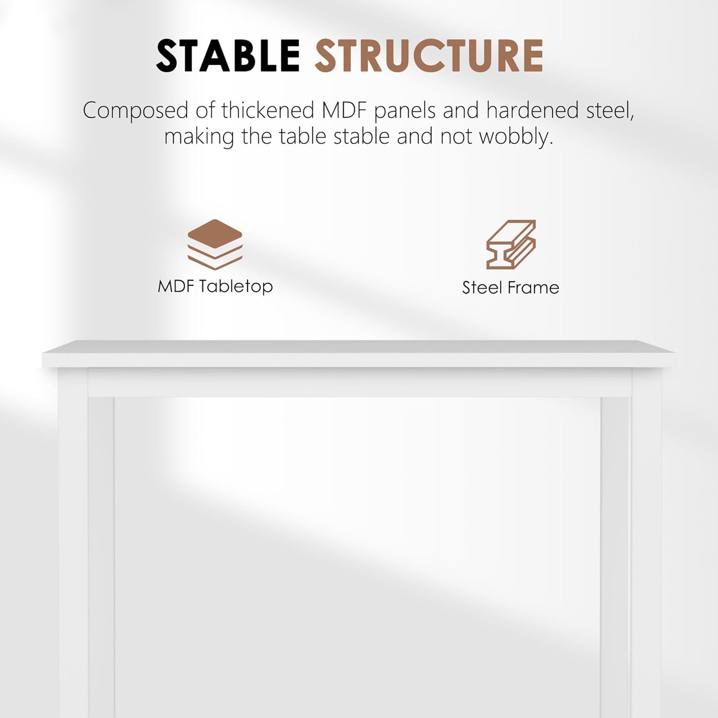 Need Small Square Dining Table- 31-1/2'' Sturdy and Heavy Duty Writing Desk for Small Spaces and Writing Table Desk Breakroom Table, White Color