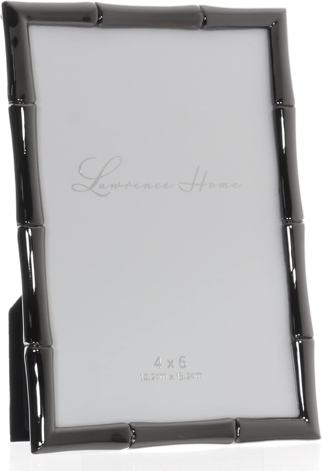 Lawrence Frames 4x6 Black Polished Metal Picture Frame with Bamboo Design
