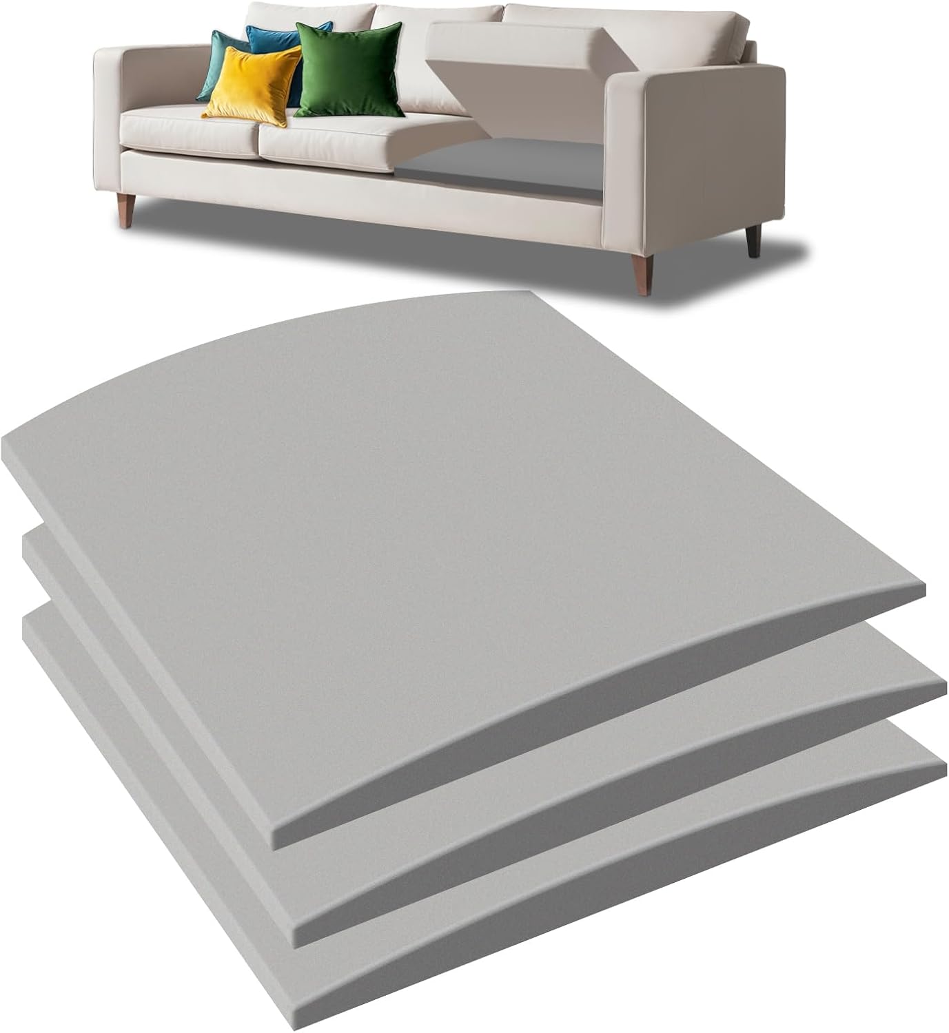 3 Pcs Couch Cushion Support for Sagging Cushion 20" x 20" 40D High Density Cushion Support Board Replacement Gray Sofa Cushion Support