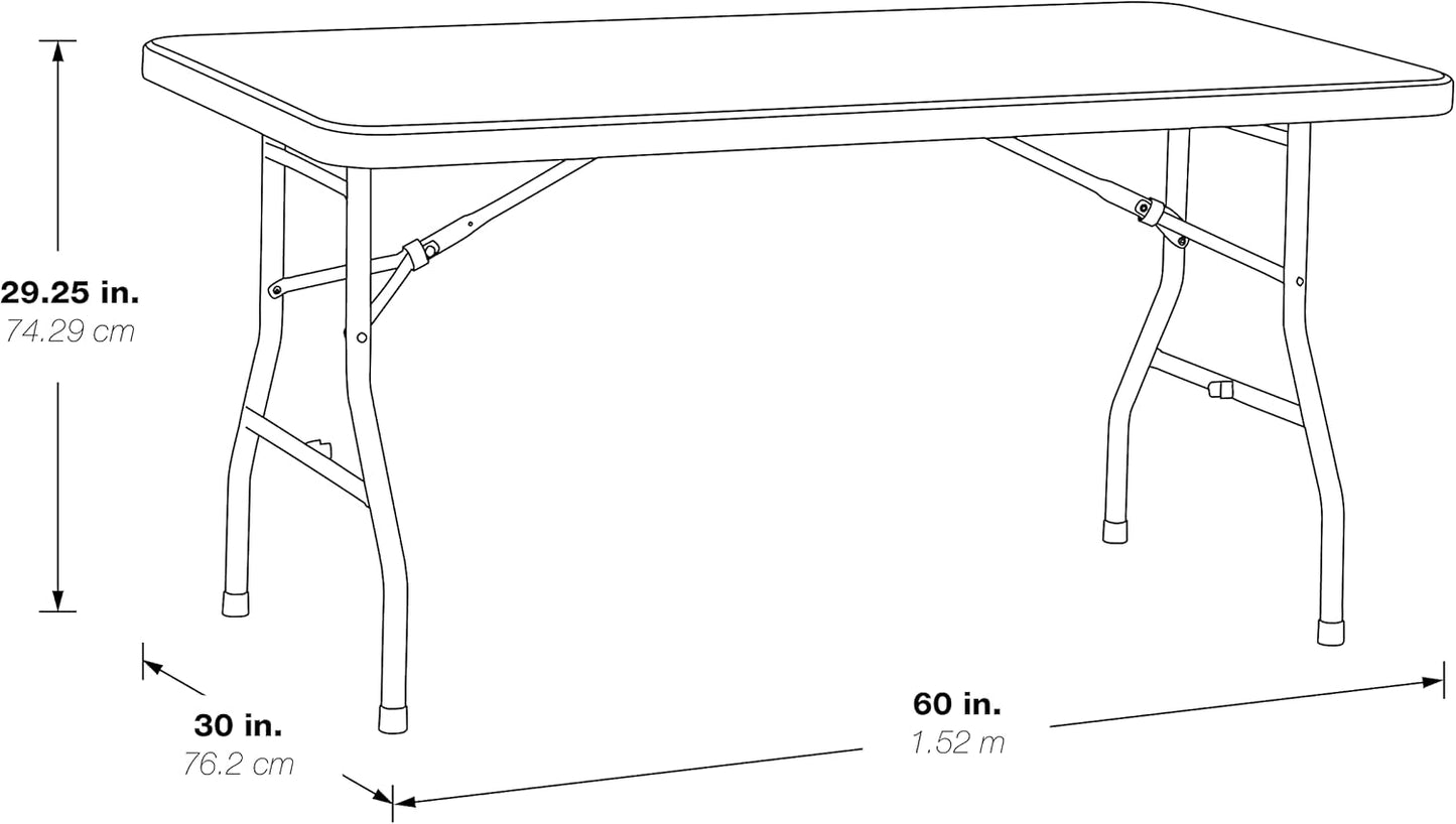 Office Star Resin Multipurpose Rectangle Folding Table for Indoor or Outdoor Use, 5 Feet Light Gray