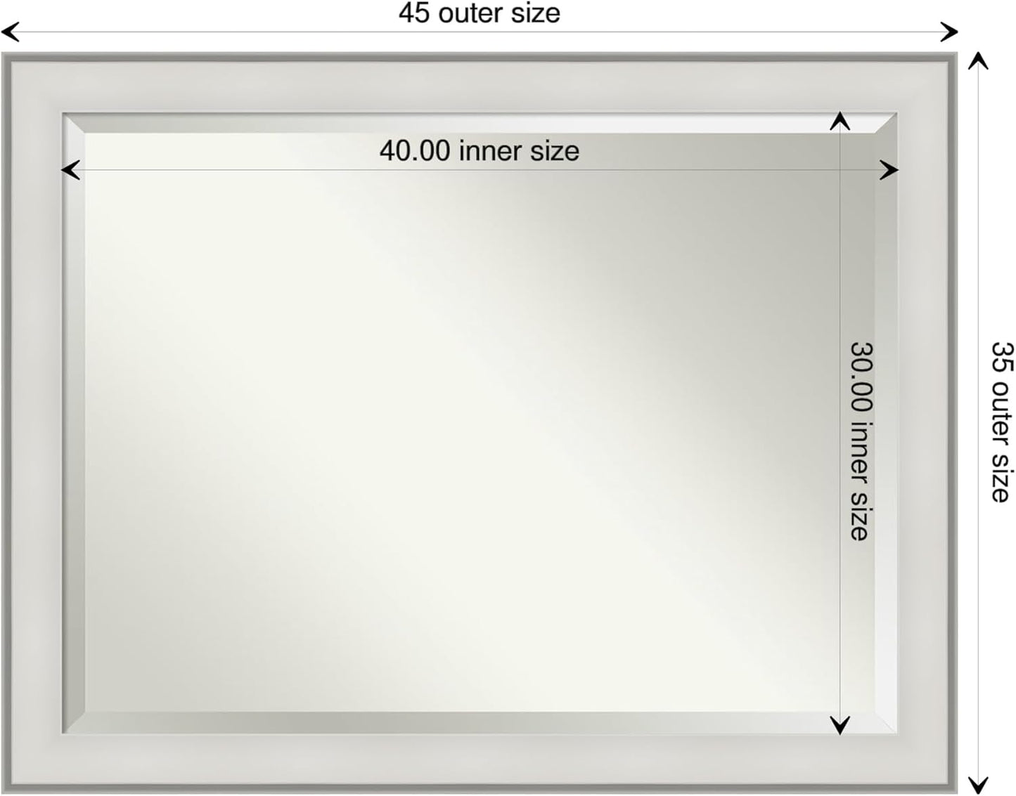 Amanti Art White Bathroom Mirror for Over Sink, 35x45 Imperial White Rectangle Vanity Mirror, X-Large Traditional Frame, Hangs Horizonally and Vertically, Bathroom Wall Decor, Beveled Edge