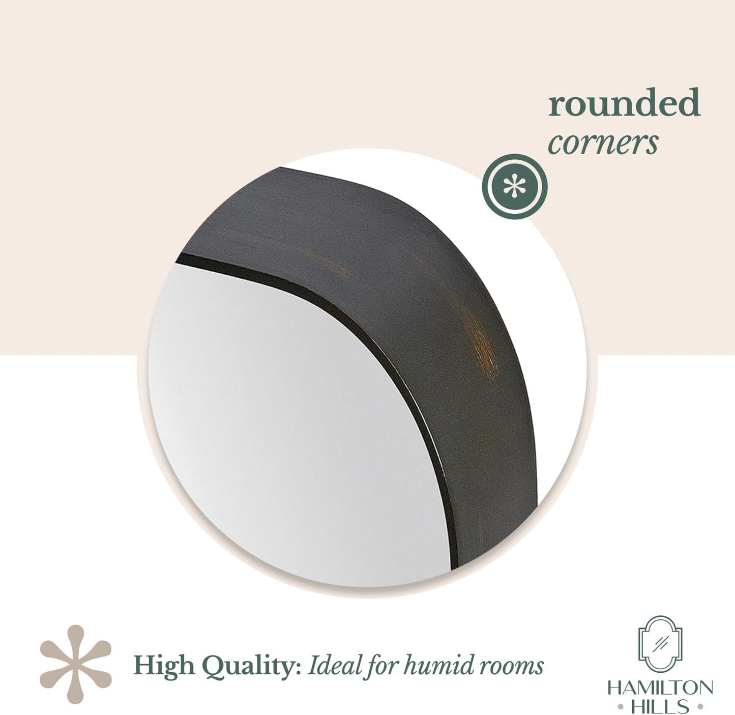 Hamilton Hills 22x30 inch Metal Bronze Frame Mirror for Bathroom | Brushed Rectangular Rounded Corner Vanity | 2" Deep Set Design Large Wall Mirrors Decorative | Hangs Horizontal and Vertical