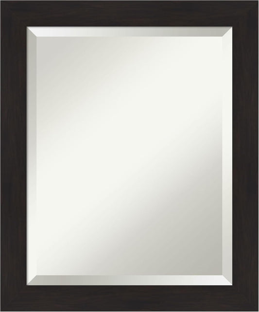 Amanti Art Brown Wall Mirror 24x20 Furniture Espresso Narrow Rectangle Bathroom Mirror for Wall Decor Living Room, Small Casual Frame, Hangs Horizonally and Vertically, Bathroom Decor, Beveled Edge