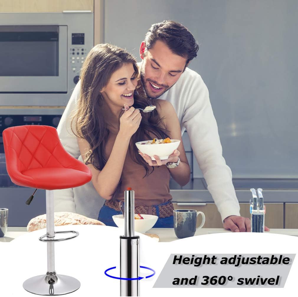 Bar Stools Barstools Swivel Stool Set of 2 Height Adjustable Bar Chairs with Back PU Leather Swivel Bar Stool Kitchen Counter Stools Dining Chairs
