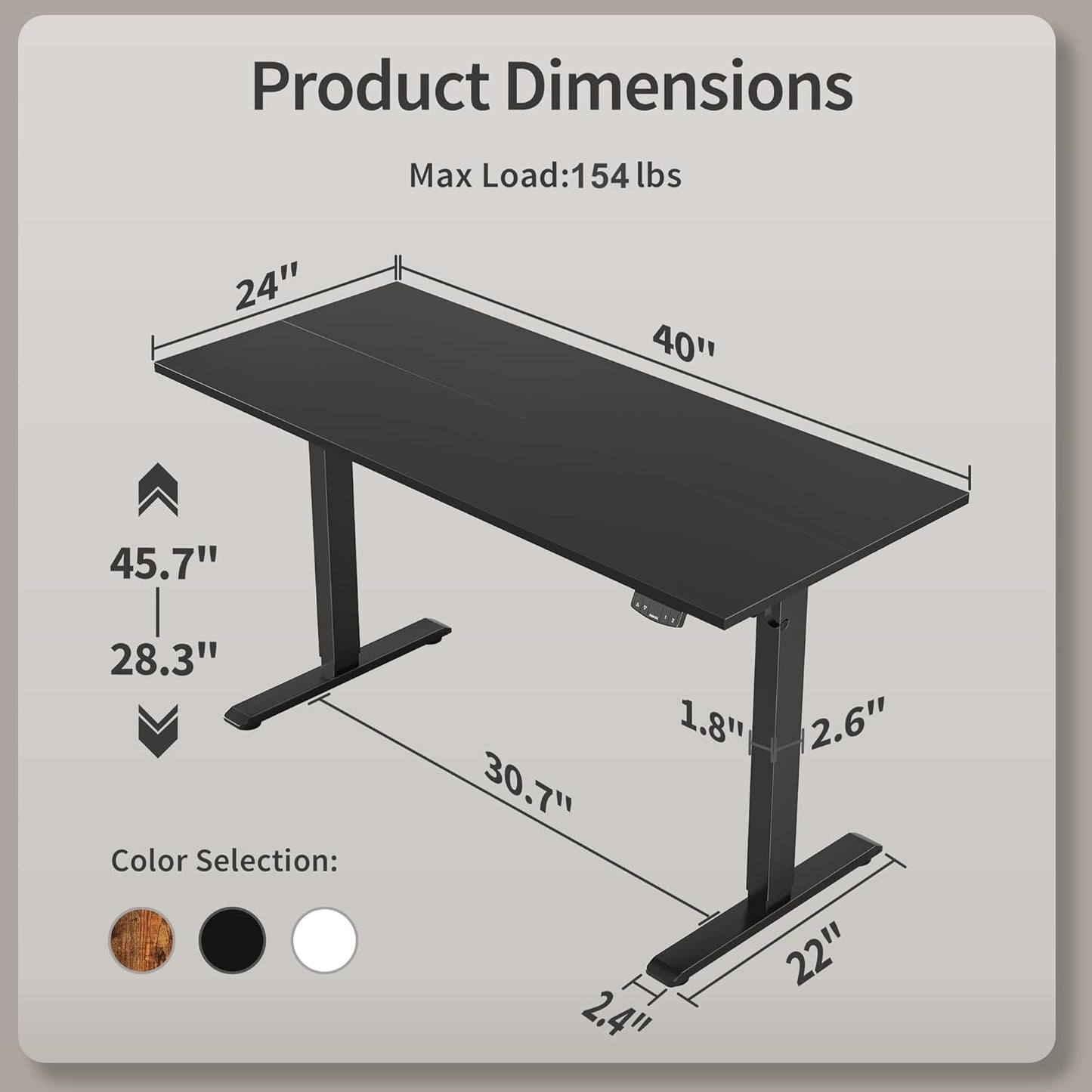 Agilestic Electric Standing Desk 40 x 24 Inches, Height Adjustable Desk, Sit Stand up for Work Office Home, Ergonomic Rising Gaming Computer Table with Memory Preset, Black
