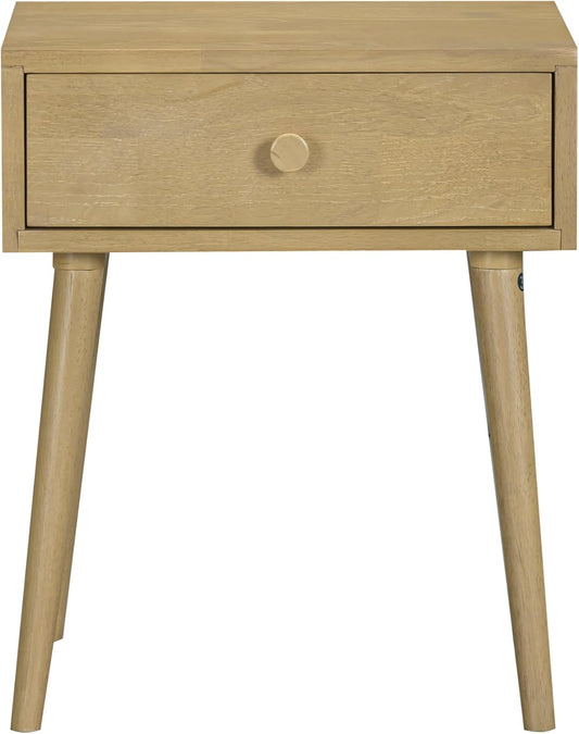 NTC Lux Solid Wood Nightstand, Mid Century Modern Side Table Bedroom, Bedside Furniture, Night Stand, End Table, Easy Assembly - Sand