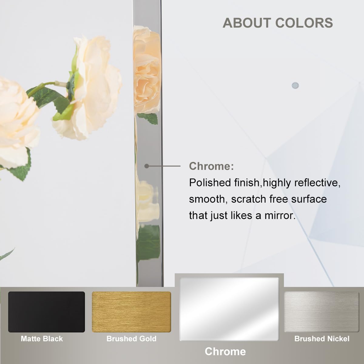 ANDY STAR Chrome Bathroom Mirror, 30x40 Inch Polished Chrome Rectangle Mirror, Scalloped Mirror for Bathroom, Anti-Rust Stainless Steel Metal Frame 1’’, Unique Shape Ideal for Home Remodel