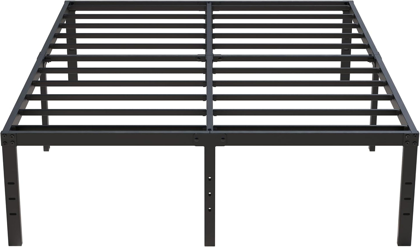 18 Inch Queen Bed Frame No Box Spring Required, Metal Platform Queen Size Bed Frames with High Storage, Eassy Assembly 3,500 Lbs Heavy Duty Bedframes, Black