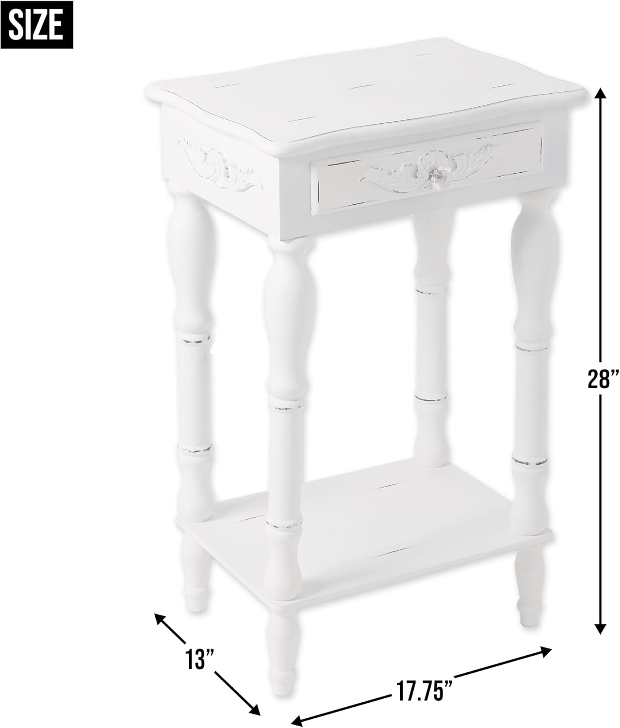 Carved White Side Table