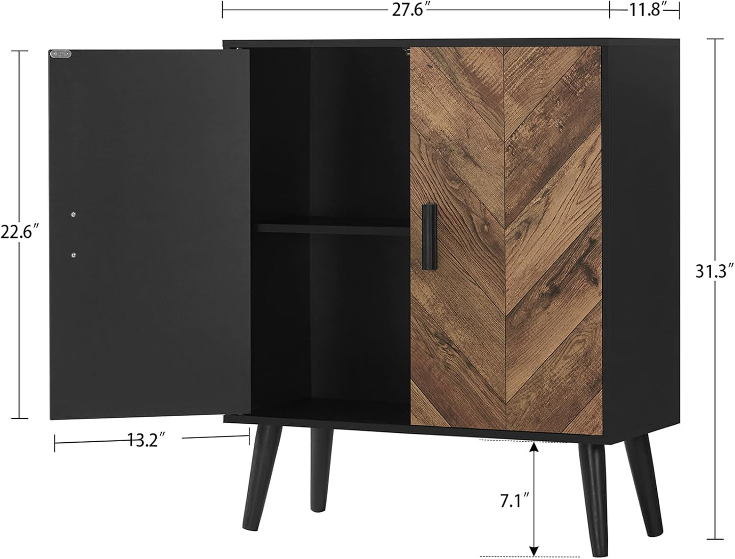 Storage Cabinet with Adjustable Shelf & Doors, Sideboard Buffet Cabinet with Storage, for Dining Room, Living Room, Entryway, Black