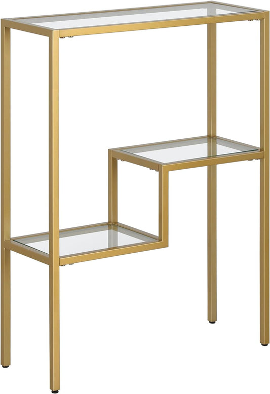 Henn&Hart 22" Wide Rectangular Console Table in Brass, Entryway Table, Accent Table for Living Room, Hallway