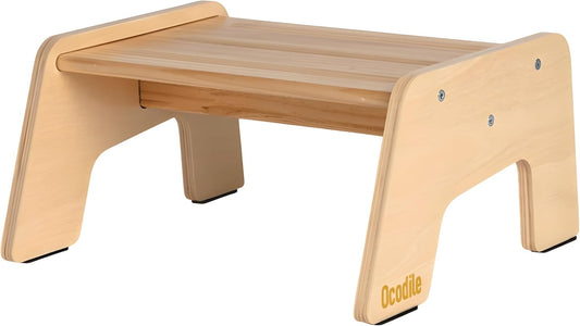 1-Step Wooden Step Stool for Toddlers | Kids Step Stool for Bathroom Sink, Kitchen, and Potty Training | Non-Slip Stool for Toilet Independence | Wooden Step for Children Ages 2+ Varnished