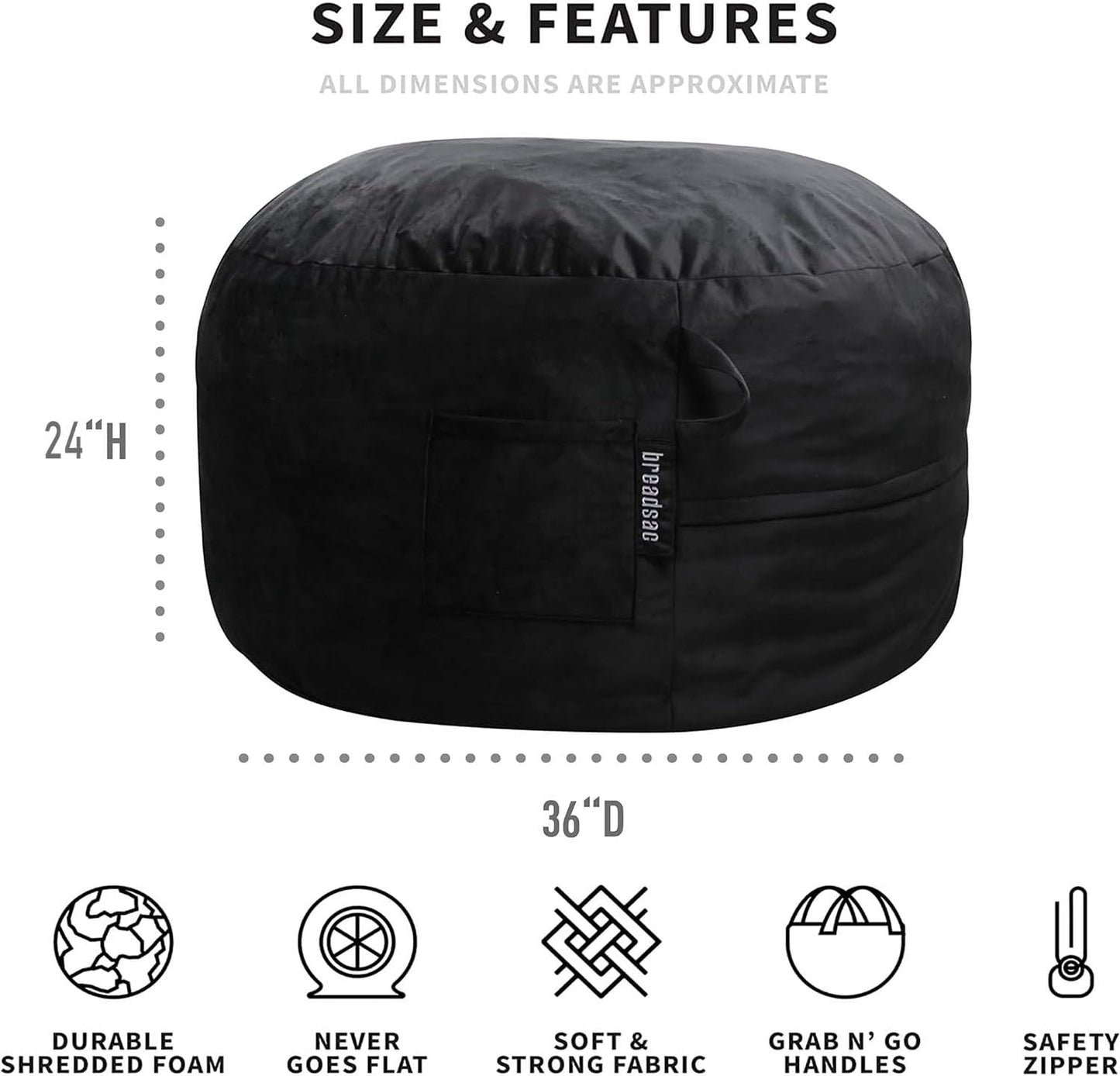Bean Bag Chairs, Memory Foam Stuffing Bean Bag Chair for Adults/Teens/Kids with Removable Zipperd Cover, High-Rebound Memory Foam Lazy Sofa Furniture for Living Room Bedroom College Dorm