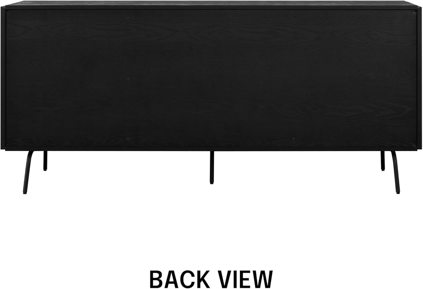 NTC MOSSIC Sideboard with 2 Doors and 3 Drawers, Buffet Cabinet with Natural Rattan and Metal Legs, Modern Storage Cabinet for Living Room, and Hallway, Effortless Assembly - Burnt Black