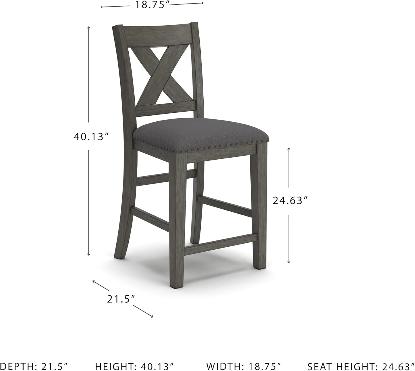 Signature Design by Ashley Caitbrook Rustic 24.63" Counter Height Upholstered Barstool, Set of 2, Gray