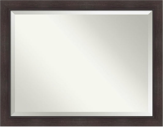 Amanti Art Brown Wall Mirror 36x46 Sloped Espresso Rectangle Bathroom Mirror for Wall Decor Living Room, X-Large Modern Frame, Hangs Horizonally and Vertically, Bathroom Decor, Beveled Edge