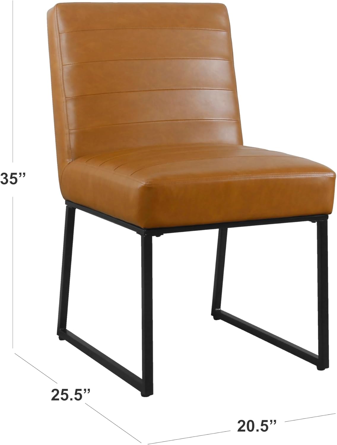 HomePop Channeled Metal Dining Chair Home Décor | Single Pack - Brown Faux Leather