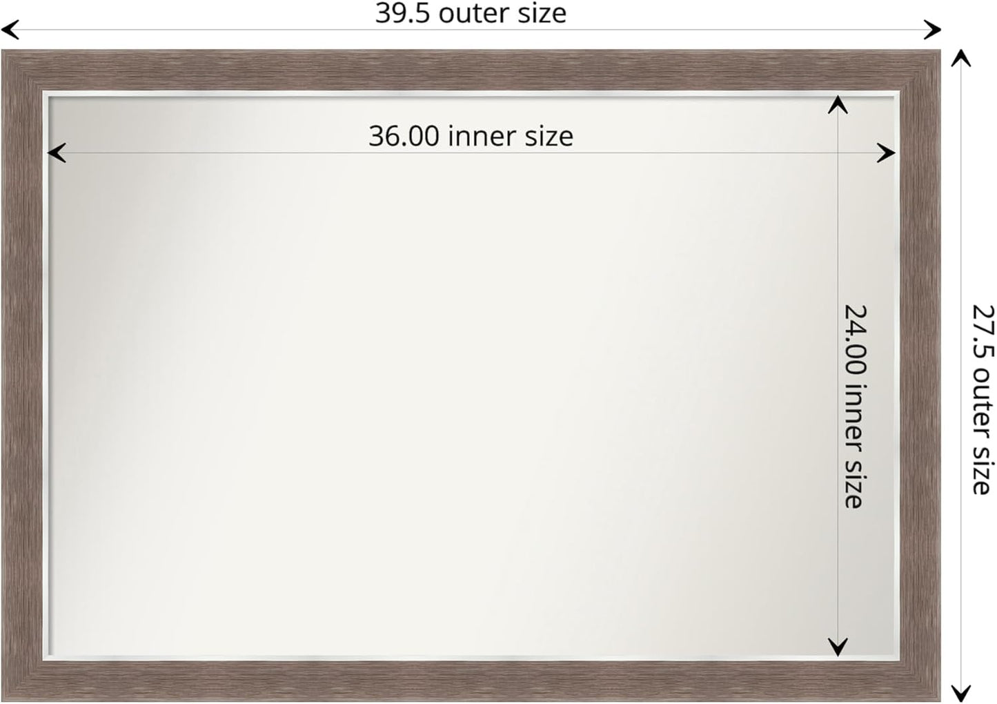 Amanti Art Brown Bathroom Mirror for Over Sink, 28x40 Noble Mocha Rectangle Vanity Mirror, Large Casual Frame, Hangs Horizonally and Vertically, Bathroom Wall Decor, Non-Beveled Edge from WI, USA