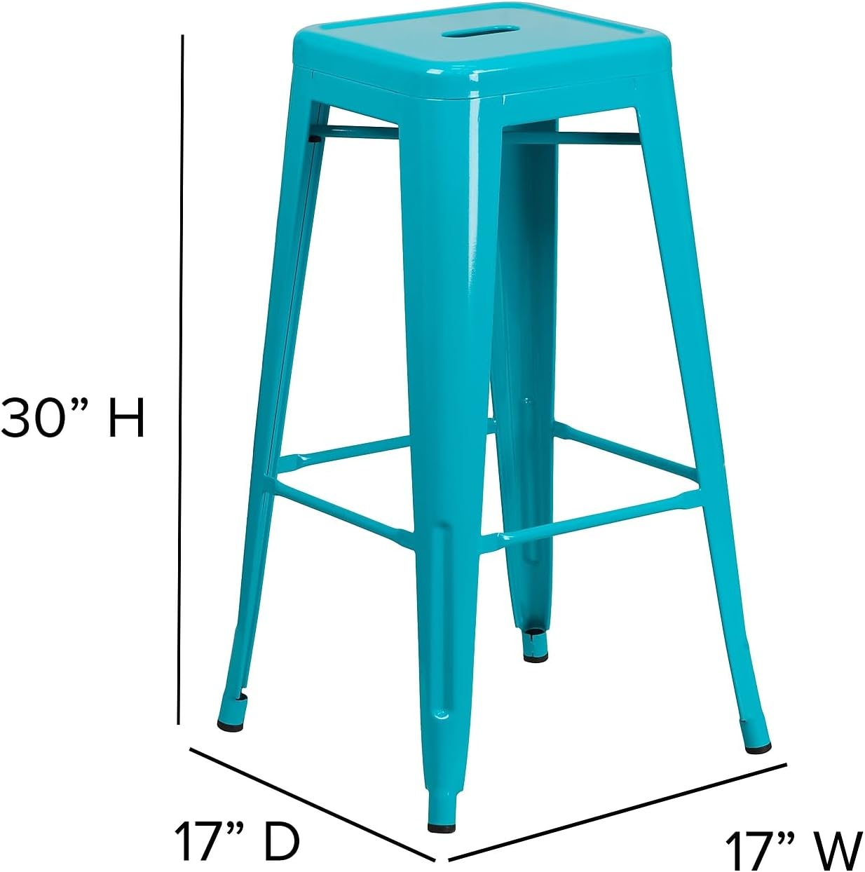Flash Furniture Commercial Grade 30" High Backless Crystal Teal-Blue Indoor-Outdoor Barstool