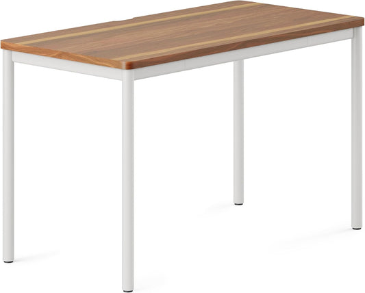 Branch Daily Desk - Functional at Home Office Desk with Effortless Assembly, Timeless Design, Rounded Corners, and Built-in Cable Notch - 36” W x 28.5” H x 24” D - Walnut White Work Table