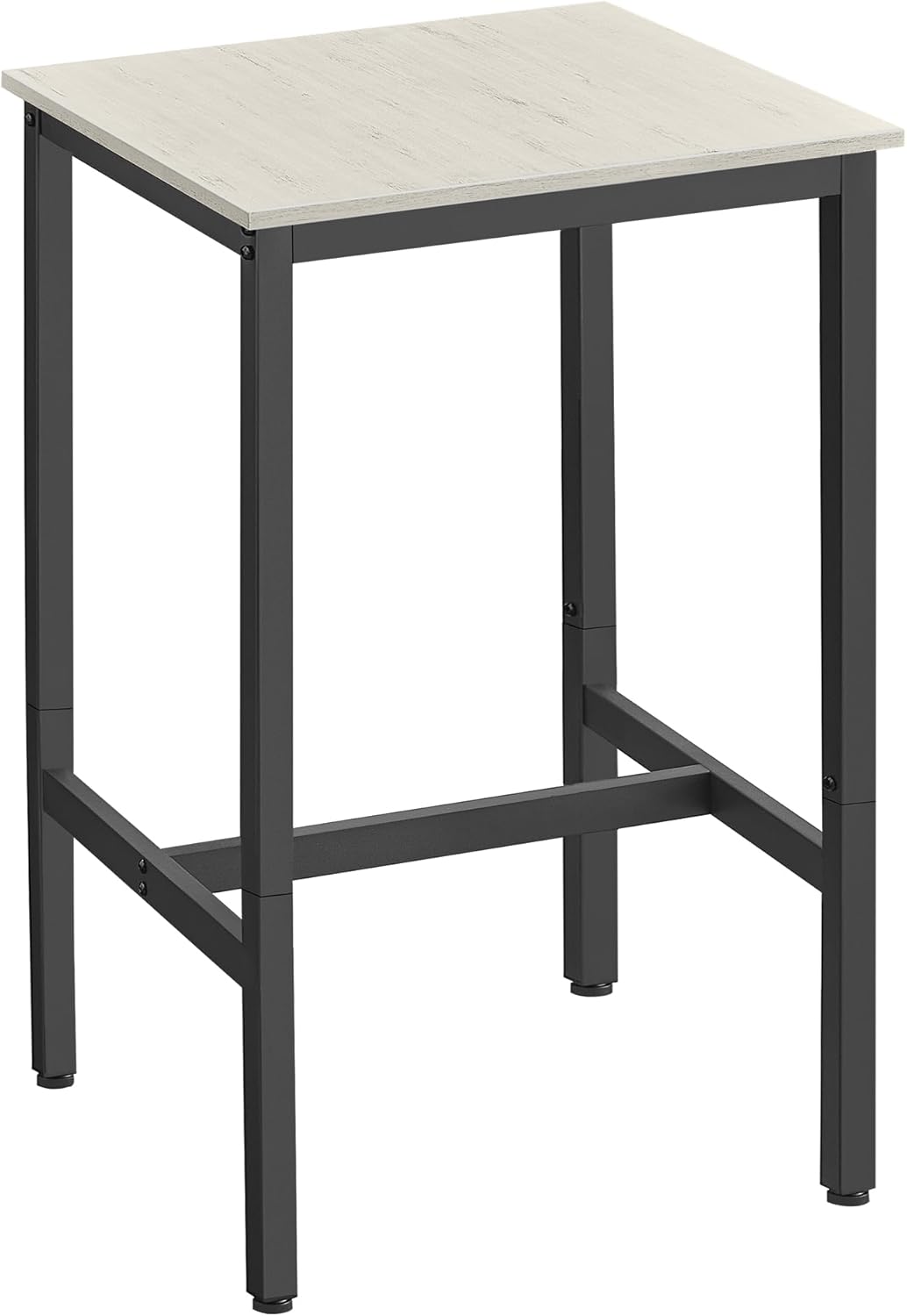 VASAGLE Bar Table, Small Kitchen Dining Table, High Top Pub Table, Height Cocktail Table for Living Room Party, Sturdy Metal Frame, 23.6 x 23.6 x 36.2 Inches for Narrow Spaces, Vintage White and Black