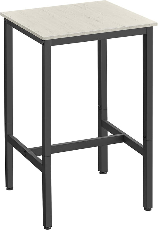 VASAGLE Bar Table, Small Kitchen Dining Table, High Top Pub Table, Height Cocktail Table for Living Room Party, Sturdy Metal Frame, 23.6 x 23.6 x 36.2 Inches for Narrow Spaces, Vintage White and Black